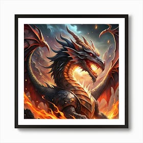 Dragon In Flames 2 Art Print