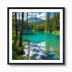 Blue Lake In The Mountains 14 Art Print