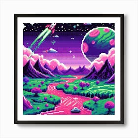 8-bit alien planet 1 Art Print