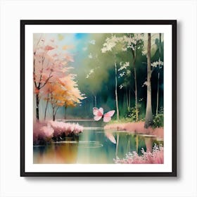 Butterfly In The Water Art Print