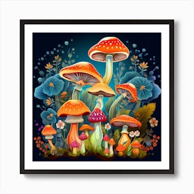 Mushrooms In The Forest 102 Art Print