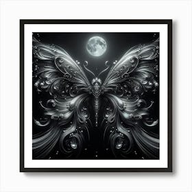 Butterfly With Moon Art Print