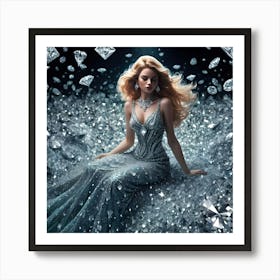 Lady In A Sea Of Diamonds 3 Art Print