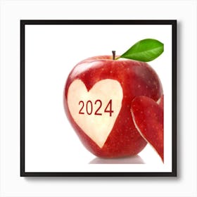 2024 in the heart of an red apple Art Print