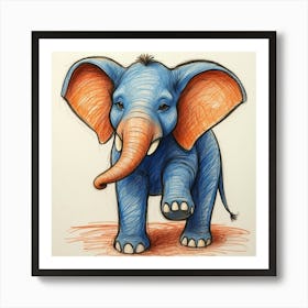 Baby Elephant Drawing Art Print