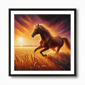 Horse In The Wheat Field 4 Art Print