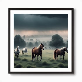 Horses In The Field 15 Art Print