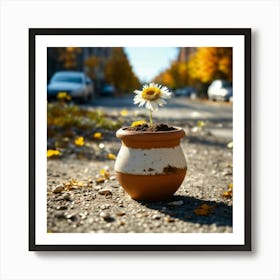 A Micro Tiny Clay Pot Full Of Dirt With A Beautifu (1) Art Print