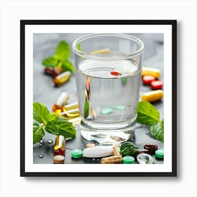 Glass Of Water With Pills Art Print