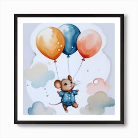 Mouse With Balloons 3 Art Print