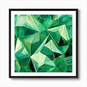 Abstract Green Crystals Art Print