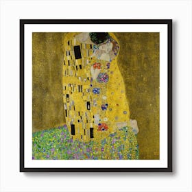 The Kiss (Der Kuß) "Lovers Embrace" by Gustav Klimt 1907 - Hd Remastered Original SIGNED Version of "The Kiss" 1907 Oil on Canvas - by Infamous Austrian Painter Gustav Klimt (1862–1918) Art Print