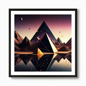 Pyramids In Water Art Print