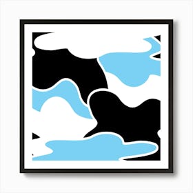 Blue And Black Camouflage Art Print