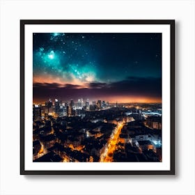 Night Sky Over City 11 Art Print