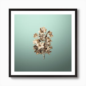 Gold Botanical Brick Red Chinese Azalea on Mint Green n.3943 Art Print