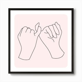Two Hands In The Air line art pink Art Print