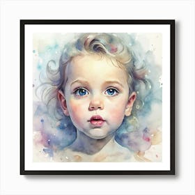 Watercolor Of A Little Girl 1 Art Print