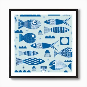 Plenty Of Fishes In The Sea Aqua Art Print