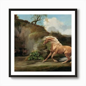 Horse And A Bear Art Print