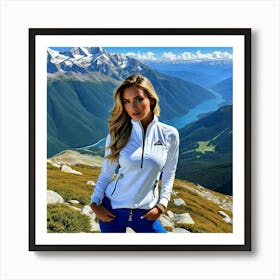 Woman On A Mountain Top Art Print