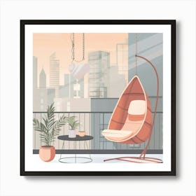 Hanging Chair On Balcony Art Print