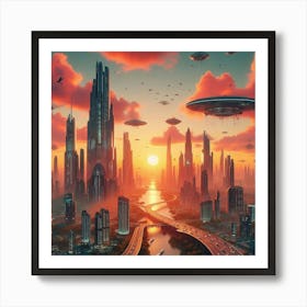 Futuristic Cityscape Art Print