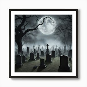 Graveyard At Night 5 Art Print