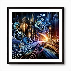 A Dynamic, Abstract Representation Of A Cityscape In The Art Nouveau Style, Characterized By Elegant, Flowing Lines And Natural Forms 1 Art Print