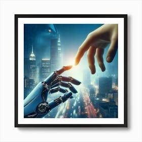 Robot Hand Reaching For Hand Art Print