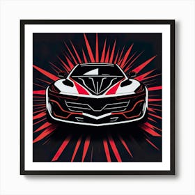 Car Red Artwork Of Graphic Design Flat (208) Art Print