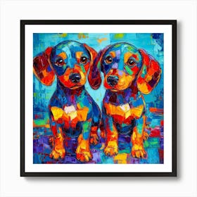 Two Dachshunds Art Art Print