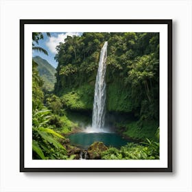 Waterfall In The Rainforest Art Print