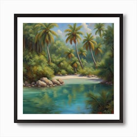 Palm Trees By The Water Art Print