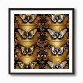 Gold Butterflies 1 Art Print