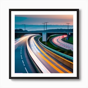 Highway At Dusk Art Print