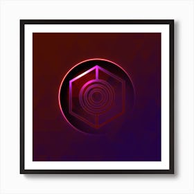 Geometric Neon Glyph on Jewel Tone Triangle Pattern 414 Art Print
