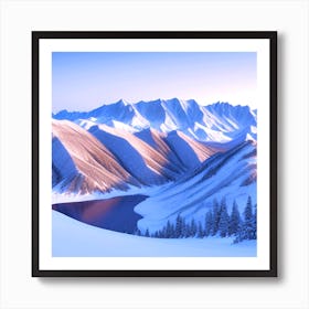 Snowy Mountain Landscape 1 Art Print