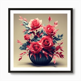 Origami Rose bouquet Art Print