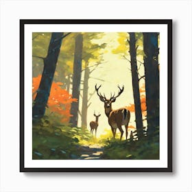 Deer In The Woods 17 Art Print