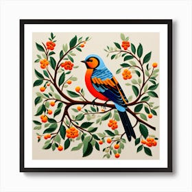 Palestinian Tatreez Embroidery, Bird On a Branch, folk art, 163 Art Print