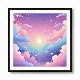 Sky With Twinkling Stars In Pastel Colors Square Composition 261 Art Print