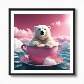 Polar Bear In A Teacup art print Art Print