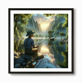 Fishing In A Lake Art Print