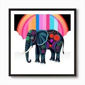 Rainbow Elephant 3 Art Print