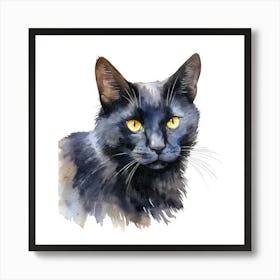 Russian Black Cat Portrait 3 Art Print