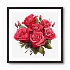 Red Roses Bouquet Art Print