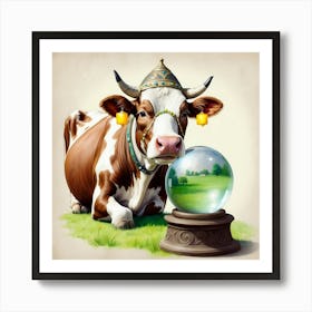 Cow With A Crystal Ball 4 Art Print