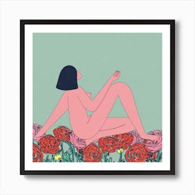 Floral Naked Lunch Square Art Print