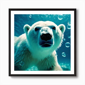 Under the Sea, Polar Bear Cub Swimming 1 Art Print